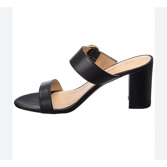 STUART WEITZMAN BELINDA BLOCK LEATHER STRAP SLIDE SANDAL MULE BLACK SIZE 7.5 - Picture 5 of 12